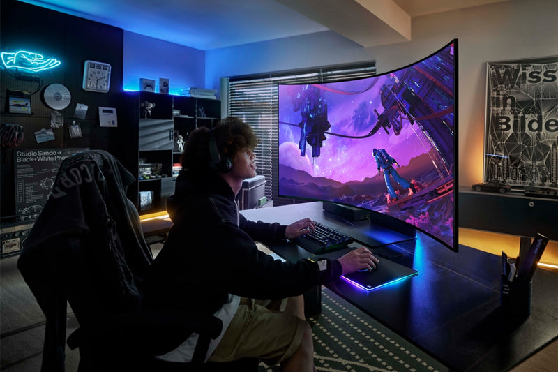 【取り寄せ】Samsung サムスン Odyssey Ark 55インチ 第2世代 曲面ゲーミングモニター 4K UHD 165Hz 1ms (GTG) Quantum Mini-LED, Sound Dome Technology 一年間保証輸入品