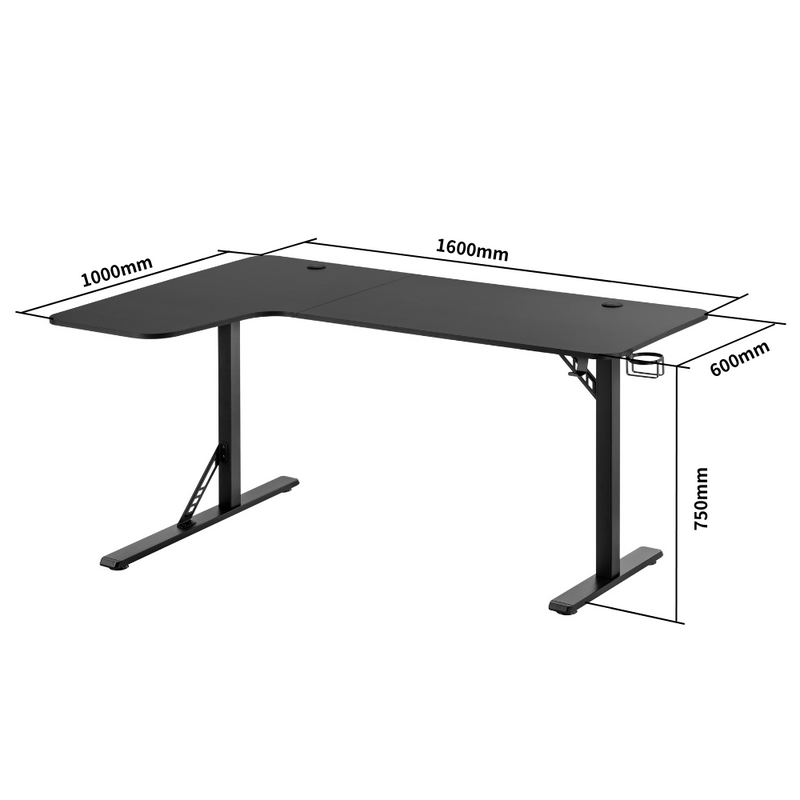 Alterzone ゲーミングデスク L字型 幅160cm PCデスク デスク 机 コーナーデスク ラック付き カップホルダー付き 在宅勤務 組立簡単 ALZGMDL-1