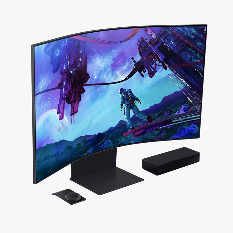 【取り寄せ】Samsung サムスン Odyssey Ark 55インチ 第2世代 曲面ゲーミングモニター 4K UHD 165Hz 1ms (GTG) Quantum Mini-LED, Sound Dome Technology 一年間保証輸入品