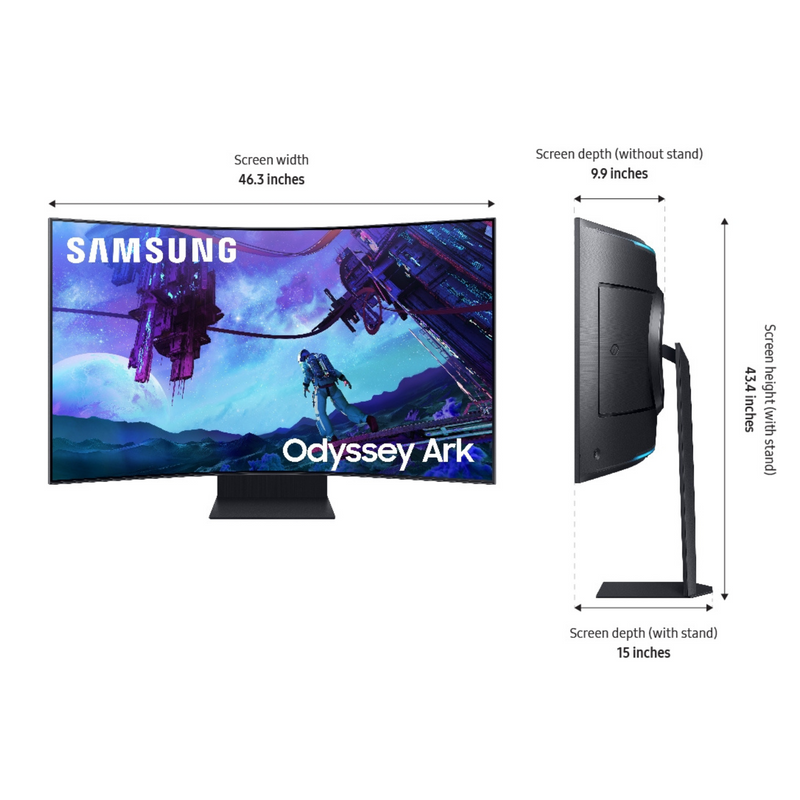 【取り寄せ】Samsung サムスン Odyssey Ark 55インチ 第2世代 曲面ゲーミングモニター 4K UHD 165Hz 1ms (GTG) Quantum Mini-LED, Sound Dome Technology 一年間保証輸入品